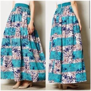 Anthropologie Moulinette Soeurs Novella Ball Skirt Patchwork Print Floral Teal 6